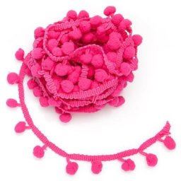 Galon de pompons, rose vif