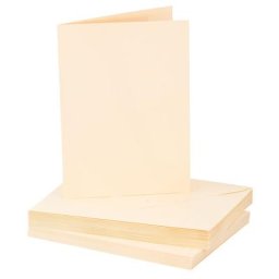 Cartes doubles et enveloppes, crème, A5/C5, 20 pièces