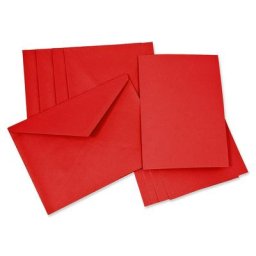 Cartes doubles et enveloppes, rouge, A5, 5 pièces
