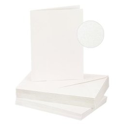Set 20 cartes doubles nacrées et enveloppes, blanc nacré, A6/C6