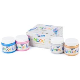 Mucki Peinture aux doigts scintillante, 4x 150 ml