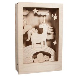 Kit créatif en bois - cadre 3D ""licorne"", 20 x 30 x 6,5 cm