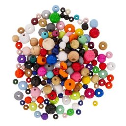 Perles en bois, multicolore, 100 g