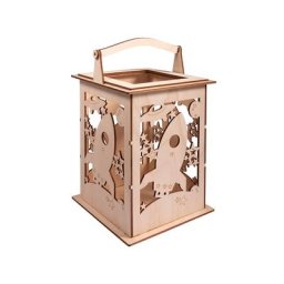 Kit créatif en bois ""lanterne - fusée"", 15,3 x 15,3 x 26,5 cm