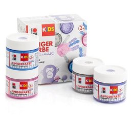 Marabu KiDS Peintures aux doigts métallisées, 4x 100 ml