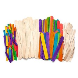 Languettes en bois naturel et coloré, 2 dimensions différentes, 200 pièces