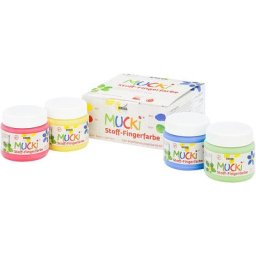 Mucki Peintures aux doigts pour textiles, 4x 150 ml