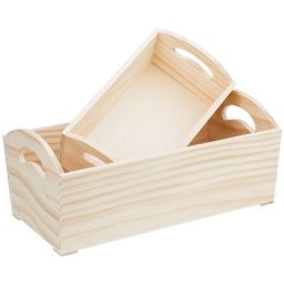 Caisses en bois, avec poignées, 2 pièces