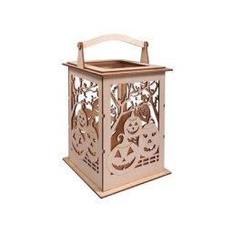 Kit créatif en bois ""lanterne - citrouille"", 15,3 x 15,3 x 26,5 cm
