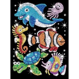 Sequin Art Image en sequins ""animaux de la mer"", 25 x 25 cm