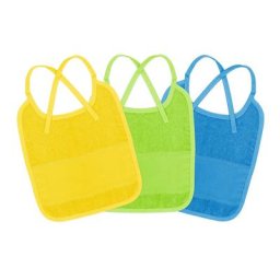 buttinette Bavoirs à broder, bleu foncé/citron vert/jaune soleil, set de 3 pièces
