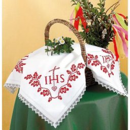 Napperon à broder, motif ""IHS, feuilles de chêne