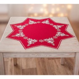 Nappe étoile ""sapin en boules de Noël"", rouge