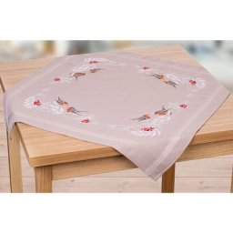 Nappe à broder ""rouges-gorges en hiver