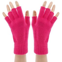 Mitaines en maille, rose vif