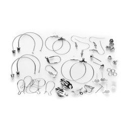 Kit pour boucles d'oreilles, argenté