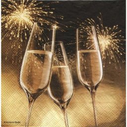 Serviettes en papier ""coupes de champagne"", 33 x 33 cm, 20 pièces