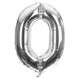 Ballon hélium chiffre ""0"", argent, 86 cm