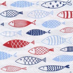 Serviettes en papier ""poissons"", 33 x 33 cm, 20 pièces