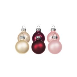 Boules de Noël en verre, crème/marsala/rose vif, 3 cm Ø