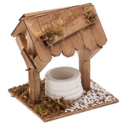 Puits en bois pour crèche de Noël, 11 x 10 x 13 cm