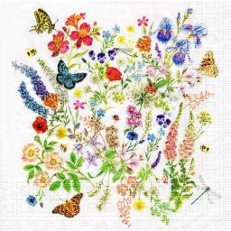 Serviettes en papier ""pré fleuri"", 33 x 33 cm, 20 pièces