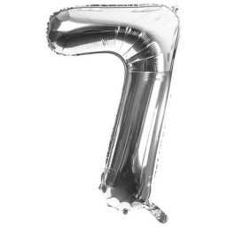 Ballon hélium chiffre ""7"", argent, 86 cm