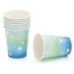 Gobelets en carton ""Hello World"", bleu, 250 ml, 8 pcs