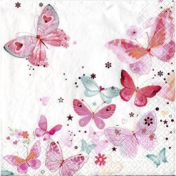 Serviettes en papier ""papillons"", rose