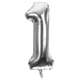 Ballon hélium ""1"", argent, 86 cm