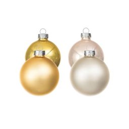 Boules de Noël en verre, Ø 6 cm, tons crème/or