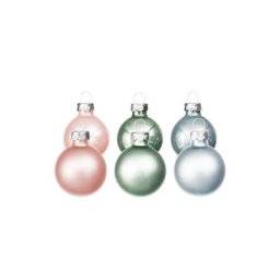 Boules de Noël en verre, eucalyptus/rose clair/bleu glacier, 3 cm Ø, 12 pièces