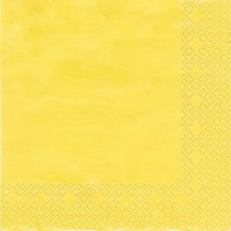 Serviettes en papier, jaune, 33 x 33 cm, 20 pièces