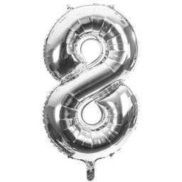 Ballon hélium chiffre ""8"", argent, 86 cm