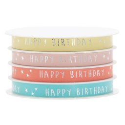 Set de rubans ""happy birthday"", 10 mm, 4x 5m
