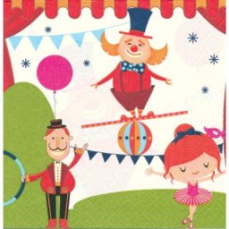 Serviettes en papier ""cirque"", 33 x 33 cm, 20 pièces