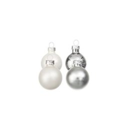 Boules de Noël en verre, blanc/argenté, Ø 3 cm, 12 pièces