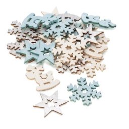 Confettis de table ""Noël"", crème-argenté-menthe, 2 et 4 cm, 36 pièces