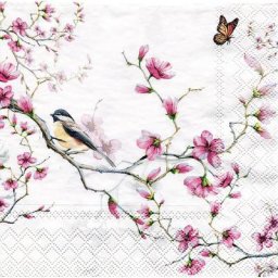 Serviettes en papier ""branche de cerisier"", 33 x 33 cm, 20 pièces