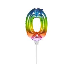 Ballon hélium chiffre ""0"", multicolore, 36 cm