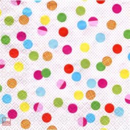 Serviettes en papier ""pois multicolores"", 33 x 33 cm, 20 pièces