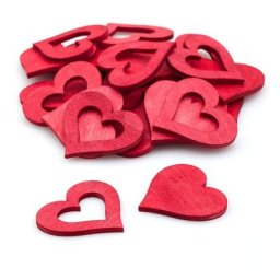Motifs déco ""coeurs"", rouge, 4 cm, 24 pièces