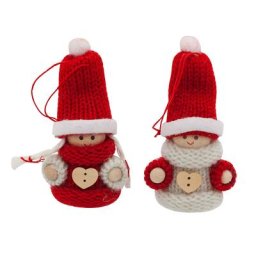 Petits lutins, rouge/crème, 8 cm, 2 pièces