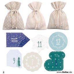 folia Kit créatif Sachets pour calendrier de l'Avent, écru