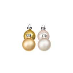 Boules de Noël en verre, tons crème/or