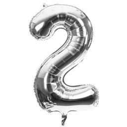 Ballon hélium ""2"", argent, 86 cm