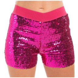 Mini-short à paillettes, rose vif