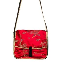 Sac à main ""Asie"", rouge/noir/doré
