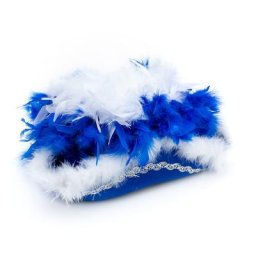 Chapeau de majorette avec plumes, bleu/blanc
