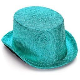 Chapeau haut-de-forme métallisé, turquoise